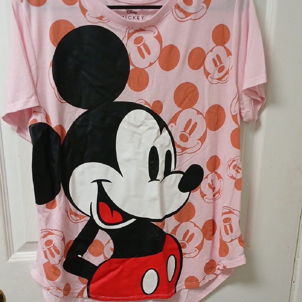 Disney Mickey Mouse Graphic T-Shirt Top Juniors XL/XG Pink Print